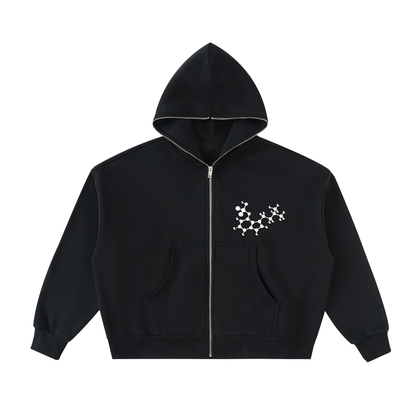 Molecular Full-Zip Boxy Hoodie