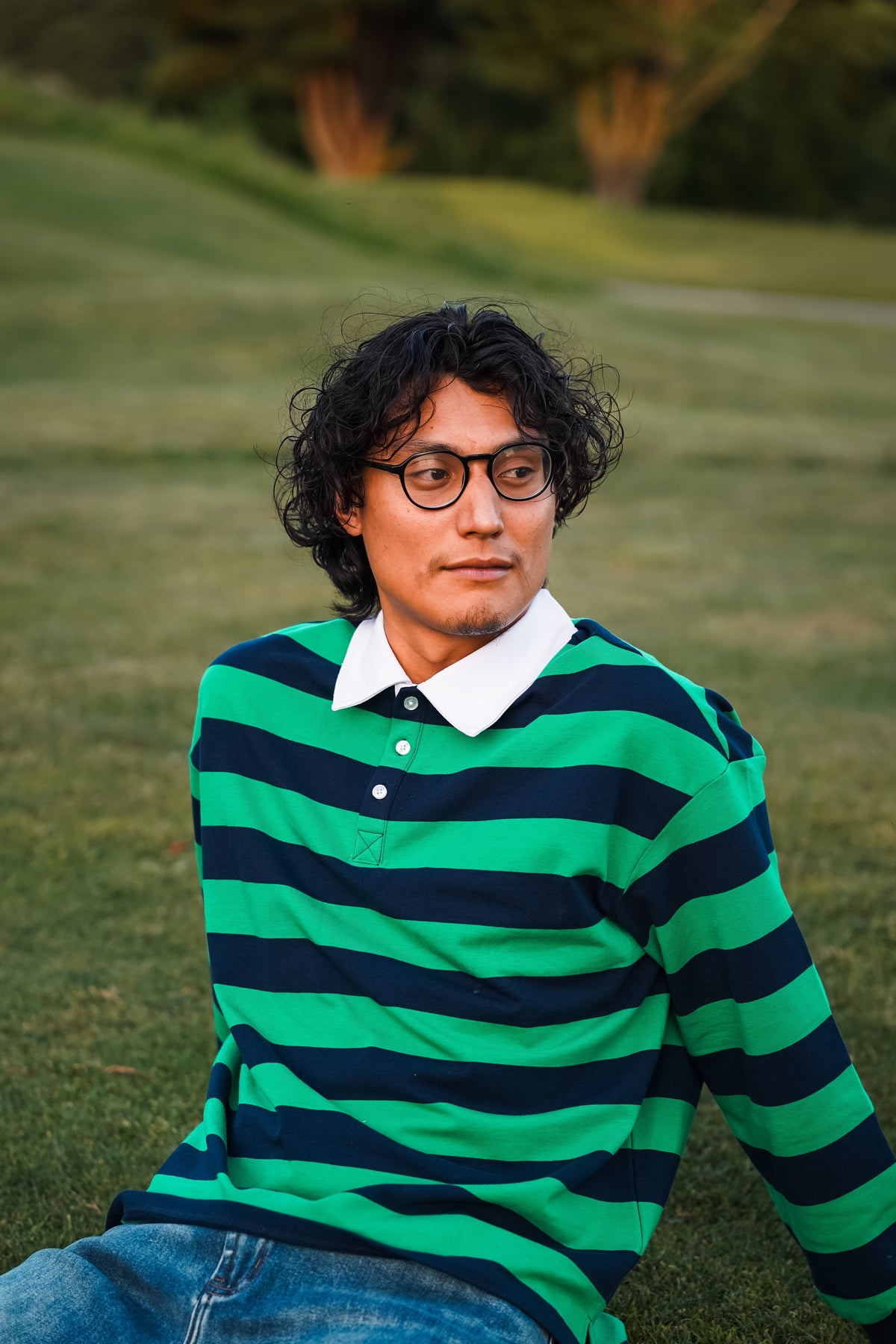Color Block Stripe Polo Shirt